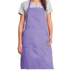 Purple bib apron with two pockets