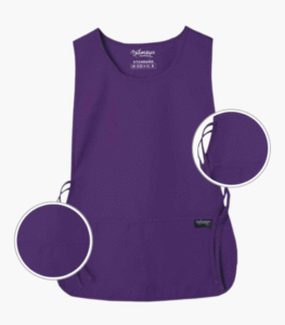 Purple cobbler apron with deep front pockets