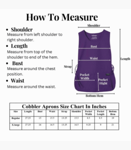 Purple cobbler apron with deep front pockets