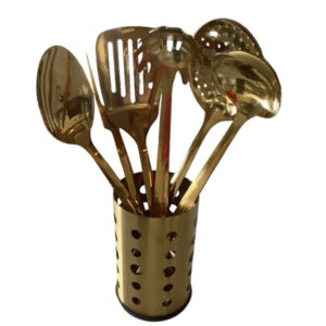 Almond gold stainless steel utensil holder and cutlery pot