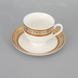 Bone china tea cups and saucers 12 piece gold trim set