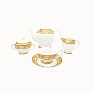 Bone china tea cups and saucers 12 piece gold trim set