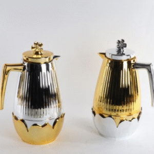Arabic thermos flask with detachable gold base plate