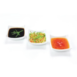 Square white melamine dip bowls for dipping sauce