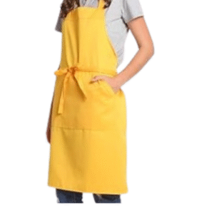 Yellow bib apron with two pockets