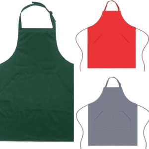 Dark grey bib apron with two pockets