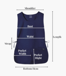 Navy cobbler apron with deep front pockets
