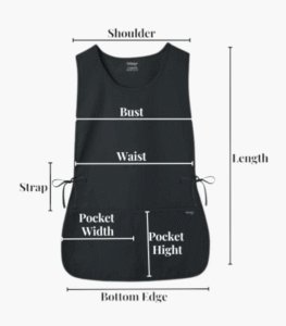 Black cobbler apron with deep front pockets