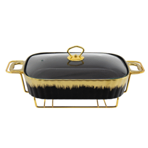 Elegant ceramic dish warmer on 38.5cm stand
