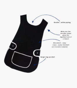 Black tabard apron in bulk with large front pocket