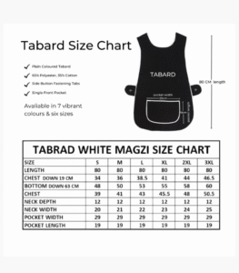 Black tabard apron in bulk with large front pocket