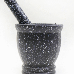 Black pestle and mortar set of 2 for crushing spices