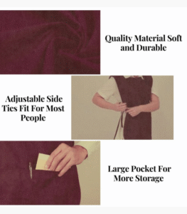 Burgundy cobbler apron with deep front pockets