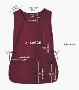 Burgundy cobbler apron with deep front pockets