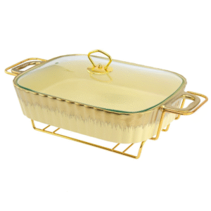 Elegant ceramic dish warmer on 38.5cm stand