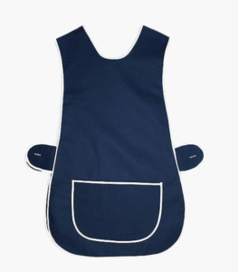 Navy tabard apron in bulk with large front pocket