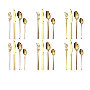 24 piece gold stainless steel cutlery set in gift box