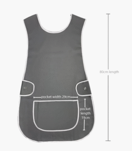 Grey tabard apron with front pocket