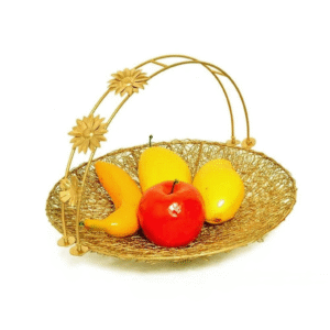 Gold wire mesh hamper basket round set of 2