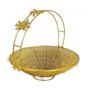 Gold wire mesh hamper basket round set of 2