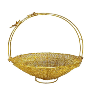 Gold wire mesh hamper basket round set of 2