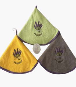 4 round tea towels in embroidered cotton