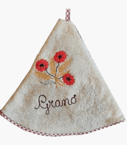6 round tea towels in embroidered cotton