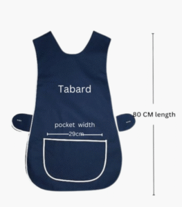 Navy tabard apron in bulk with large front pocket