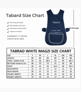 Navy tabard apron in bulk with large front pocket