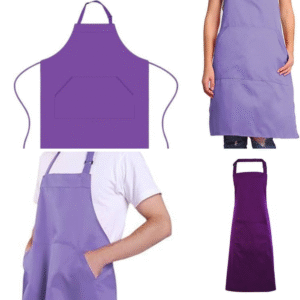 Purple bib apron with two pockets