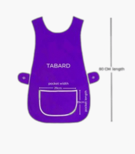 Purple tabard apron with large front pocket