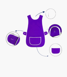 Purple tabard apron with large front pocket