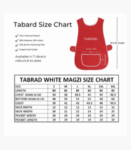 Red tabard apron with large front pocket