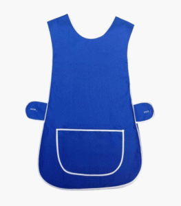 Royal blue tabard apron with large front pocket