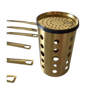 Almond gold stainless steel utensil holder and cutlery pot