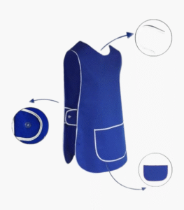 Royal blue tabard apron with large front pocket
