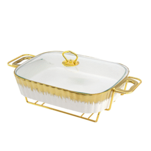 Elegant ceramic dish warmer on 38.5cm stand