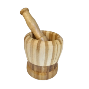 Wooden pestle and mortar set of 2 for grinding herbs