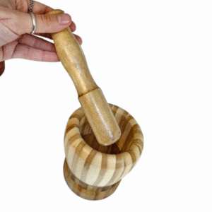 Wooden pestle and mortar set of 2 for grinding herbs