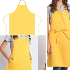 Yellow bib apron with two pockets