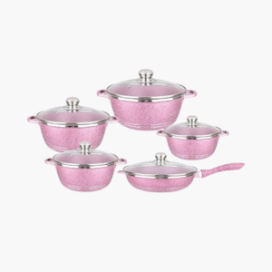 10 piece granite non-stick cookware set with glass lids