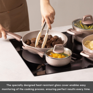 12 piece rose gold BioGranite non-stick cookware set