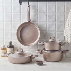 12 piece rose gold BioGranite non-stick cookware set