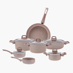 12 piece rose gold BioGranite non-stick cookware set