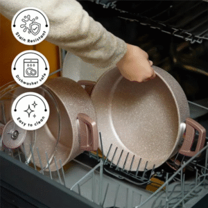 12 piece rose gold BioGranite non-stick cookware set