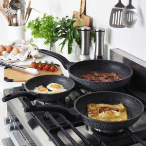 3 piece granite non-stick frying pan set