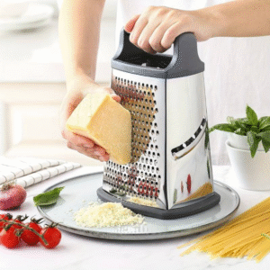 4 sided silver stainless steel box grater with handle