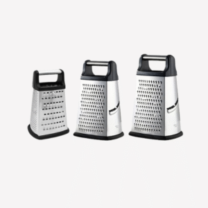 4 sided silver stainless steel box grater with handle