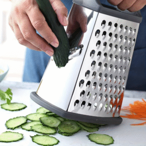 4 sided silver stainless steel box grater with handle