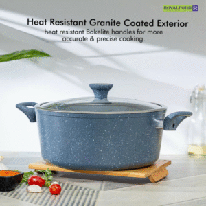 5 piece granite non-stick cookware set with bamboo utensils